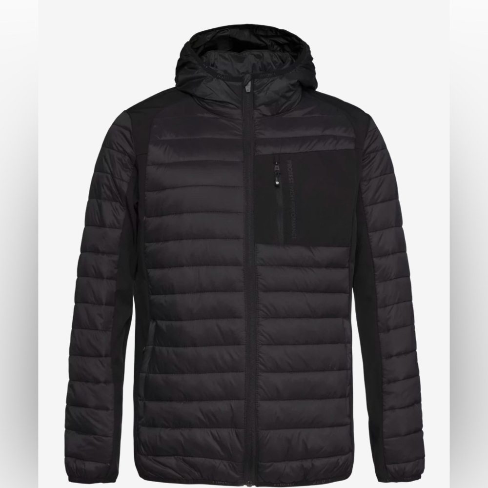 BLACK PUFFER LIGHT JACKET WITH PATCH POCKET_LIGHTWEIGHT_SMALL_Men/Women_Unisex